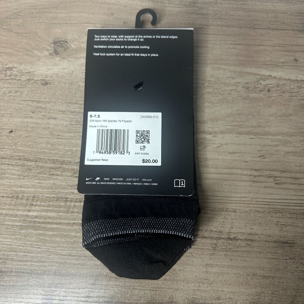 NWT Nike Unisex Spark Lightweight No Show Run Socks Black Size Small (DA359-010) - Picture 6 of 9